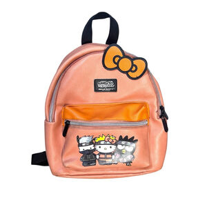 Naruto Shippuden x Hello Kitty Mini Backpack Pink Orange Sanrio 11”x10”x4”